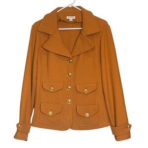 Joan Rivers Jacket Womens L Orange Polyester Blend Modern Buttons